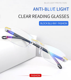 New Anti Blue Light Presbyopia Men Women  Frameless Reading Glasses