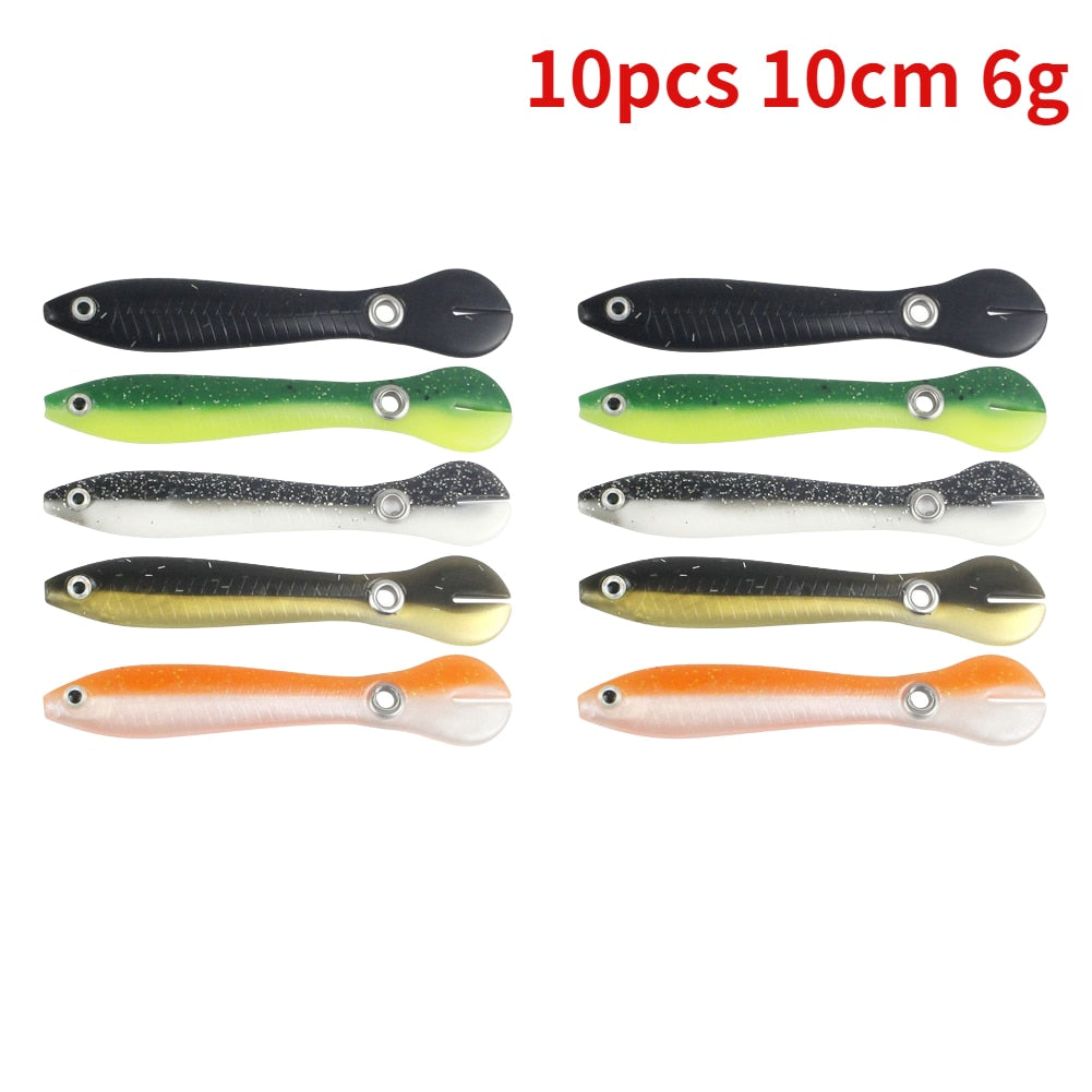5/10pcs Silicone Soft Bait 10cm 6g Wobbler for Bass/Pike Crankbaits Fishing Artificial Swimbait Moving Bait For Fish